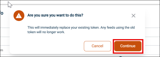 warning to replace existing token